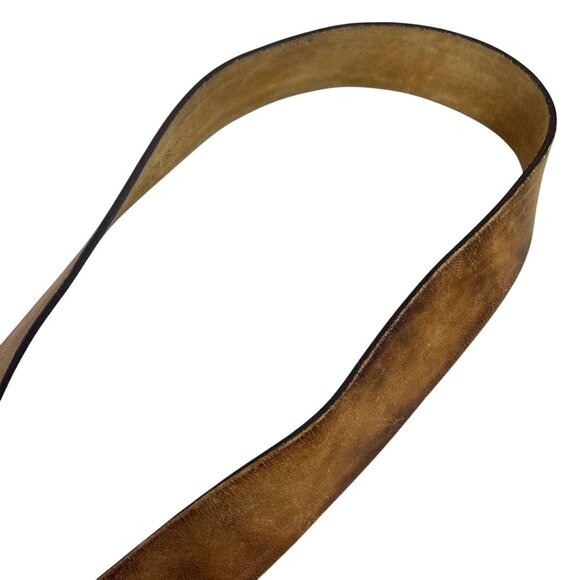 Vintage 70s Levis Leather Belt Mens 36 Stamped Logo Buckle Hand Stained 1265-3 - Picture 8 of 12